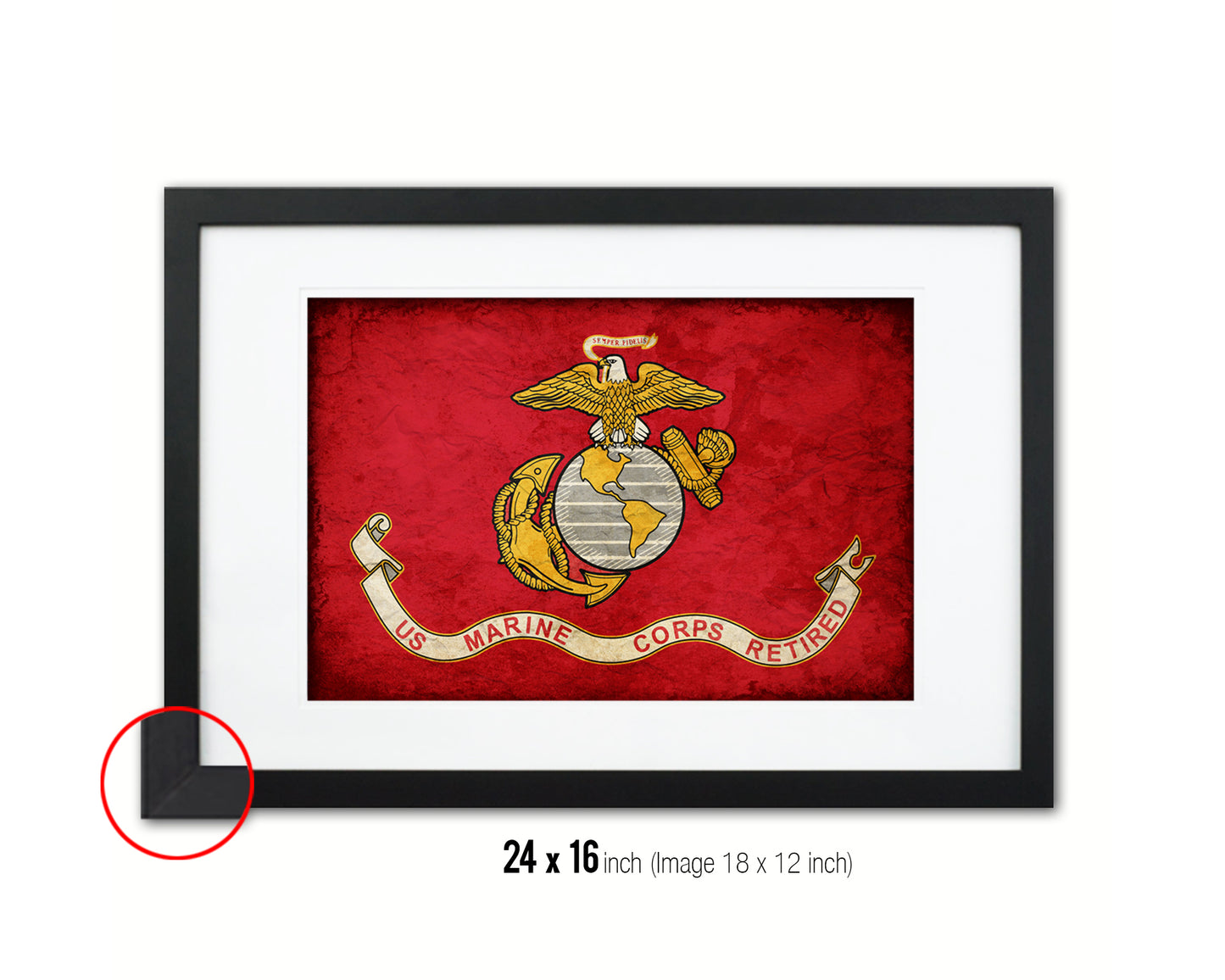 US Marine Corps Retired Vintage Military Flag Framed Print Sign Decor Wall Art Gifts