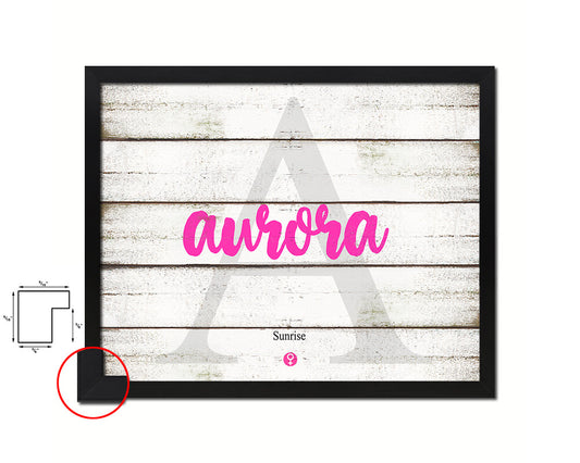 Aurora Personalized Biblical Name Plate Art Framed Print Kids Baby Room Wall Decor Gifts