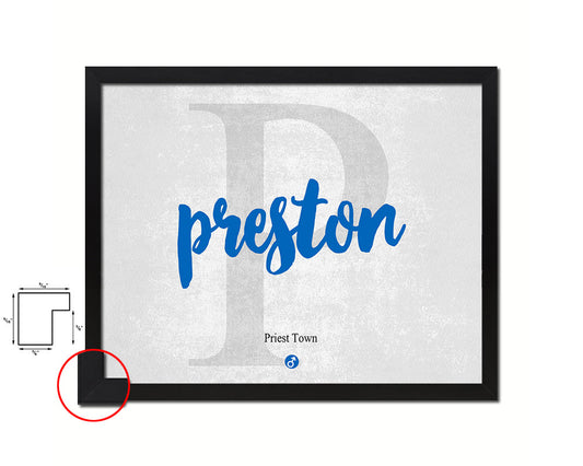 Preston Personalized Biblical Name Plate Art Framed Print Kids Baby Room Wall Decor Gifts