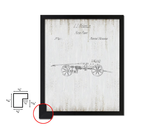 Horse Power Train Vintage Patent Artwork Black Frame Print Gifts