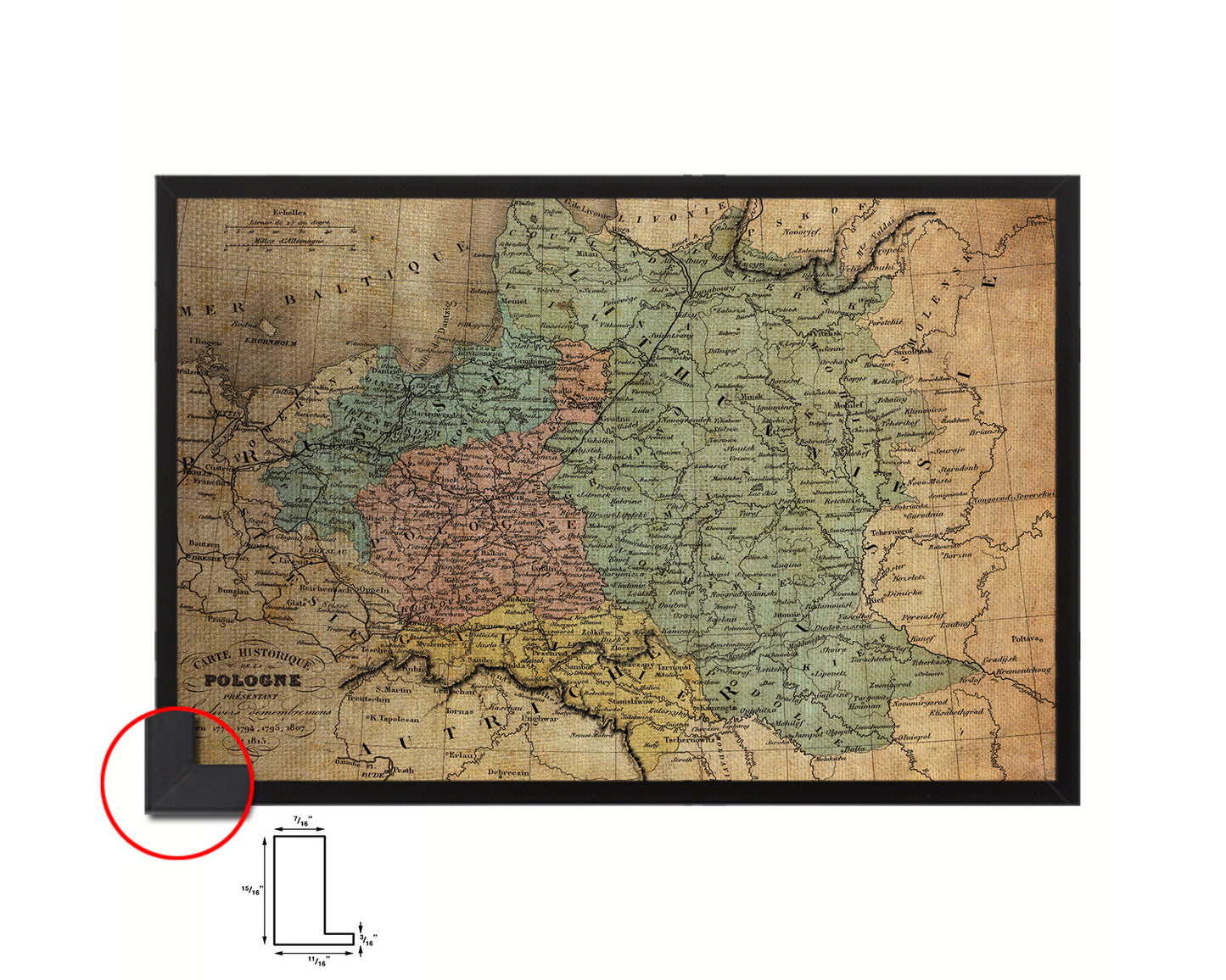 Poland Prussia Germany Vintage Map Framed Print Art Wall Decor Gifts