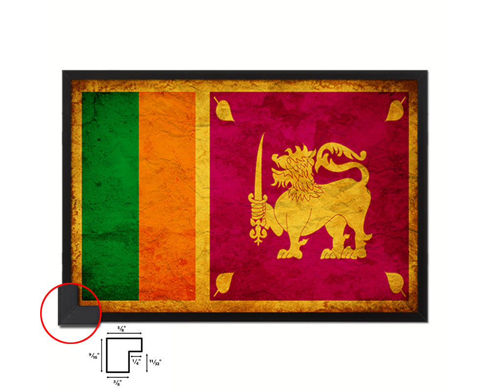 Sri Lanka Country Vintage Flag Wood Framed Print Wall Art Decor Gifts