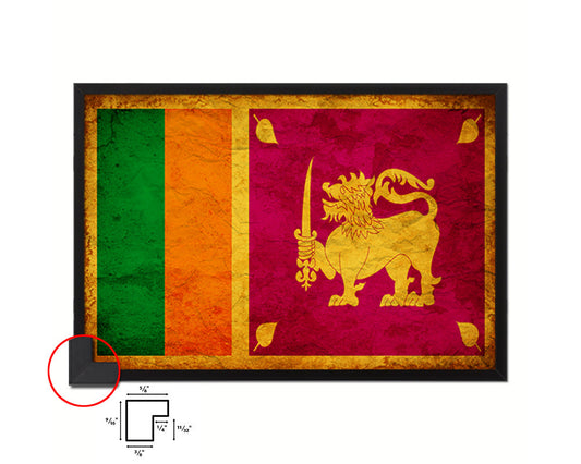 Sri Lanka Country Vintage Flag Wood Framed Print Wall Art Decor Gifts