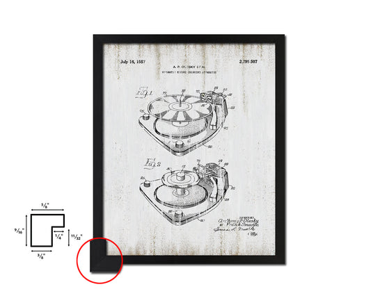 Record Changing Automatic Vintage Patent Artwork Black Frame Print Gifts