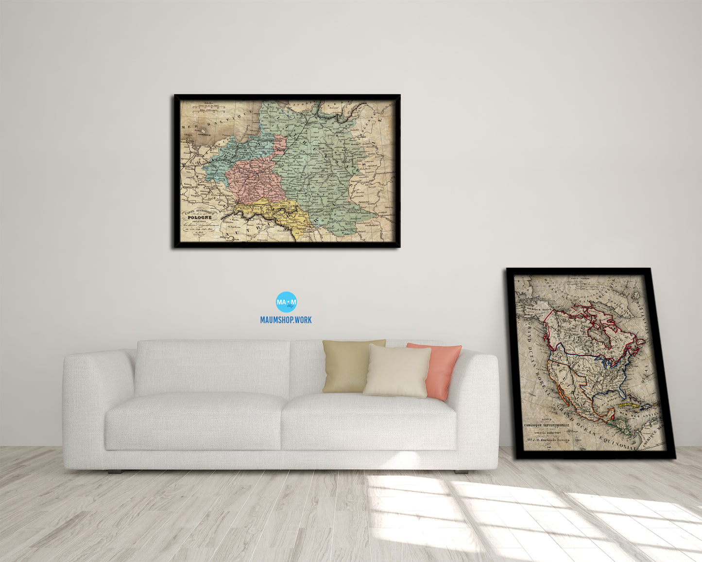 Poland Prussia Germany Historical Map Framed Print Art Wall Decor Gifts