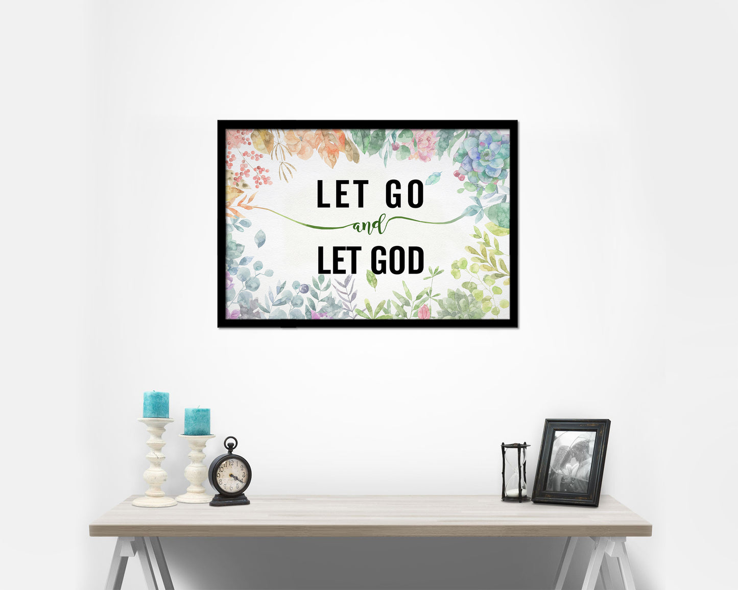 Let go and let God Bible Verse Scripture Framed Print Wall Decor Art Gifts