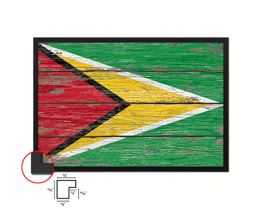 Guyana Country Wood Rustic National Flag Wood Framed Print Wall Art Decor Gifts