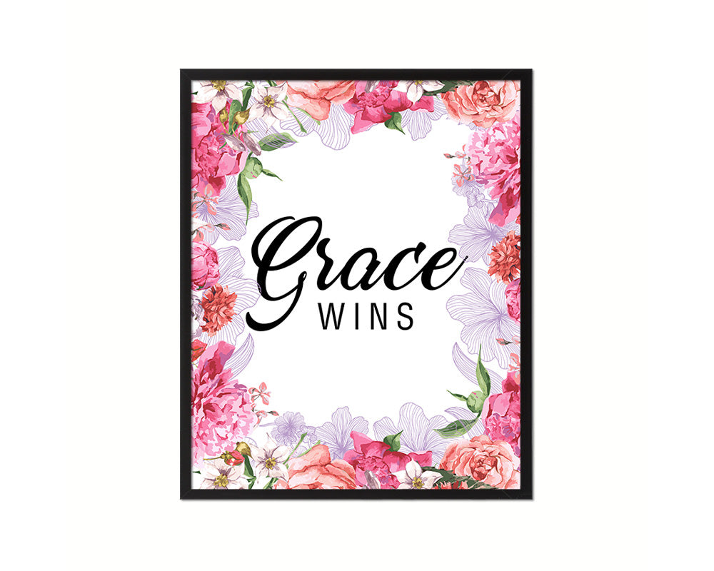 Grace wins Quote Wood Framed Print Home Decor Wall Art Gifts