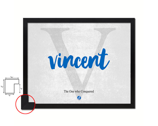 Vincent Personalized Biblical Name Plate Art Framed Print Kids Baby Room Wall Decor Gifts