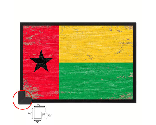 Guinea Bissau Shabby Chic Country Flag Wood Framed Print Wall Art Decor Gifts