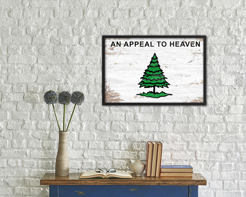 Christian Liberty Tree An Appeal To Heaven Shabby Chic Military Flag Framed Print Art