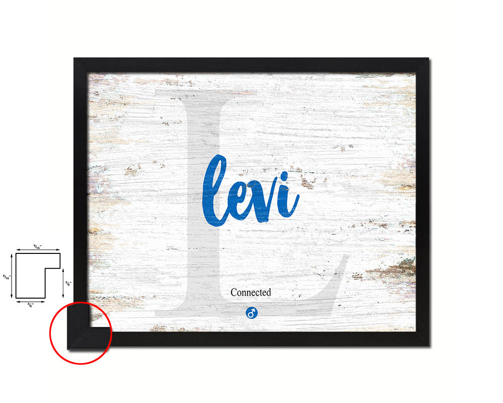 Levi Personalized Biblical Name Plate Art Framed Print Kids Baby Room Wall Decor Gifts