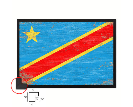 Congo Democratic Republic Shabby Chic Country Flag Wood Framed Print Wall Art Decor Gifts