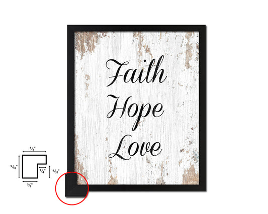 Faith Hope Love Quote Wood Framed Print Home Decor Wall Art Gifts