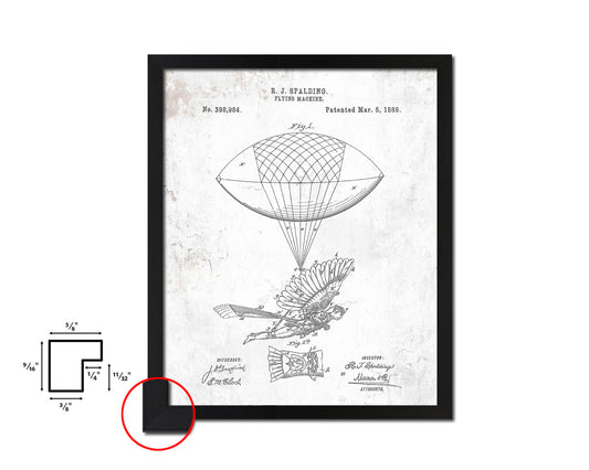 Flying Machine Airplane Vintage Patent Artwork Black Frame Print Wall Art Decor Gifts