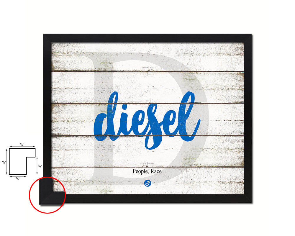 Diesel Personalized Biblical Name Plate Art Framed Print Kids Baby Room Wall Decor Gifts