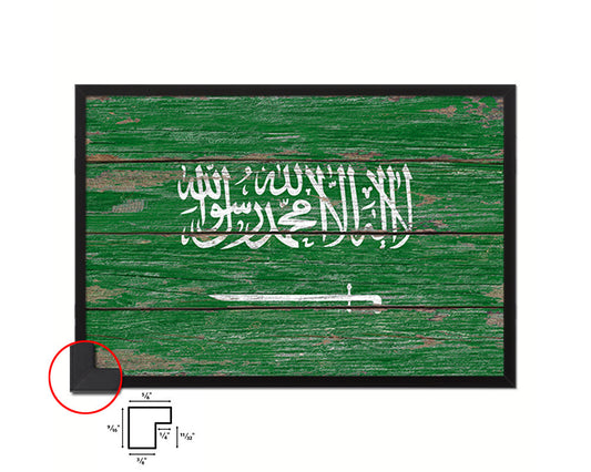 Saudi Arabia Country Wood Rustic National Flag Wood Framed Print Wall Art Decor Gifts