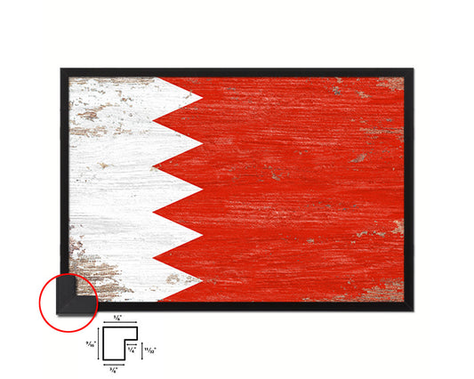 Bahrain Shabby Chic Country Flag Wood Framed Print Wall Art Decor Gifts