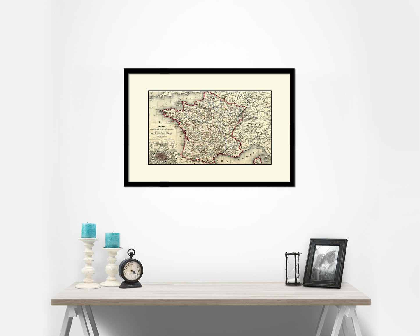 France 1846 Old Map Framed Print Art Wall Decor Gifts