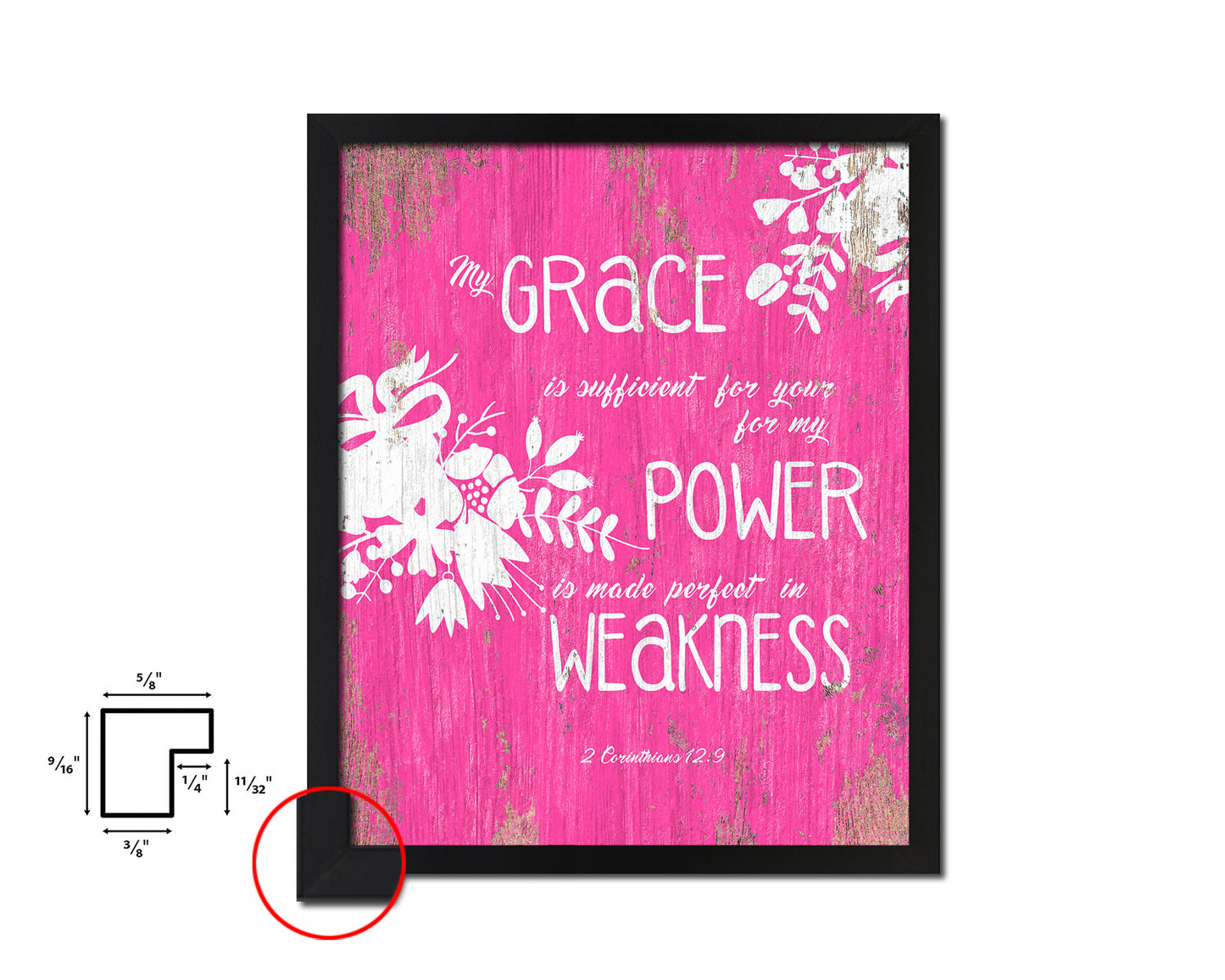 My Grace is sufficient for your for my Power Quote Framed Print Home Decor Wall Art Gifts