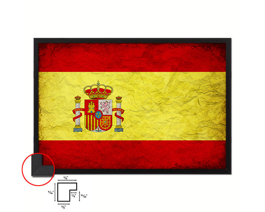 Spain Country Vintage Flag Wood Framed Print Wall Art Decor Gifts