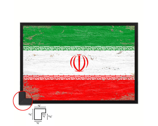 Iran Shabby Chic Country Flag Wood Framed Print Wall Art Decor Gifts