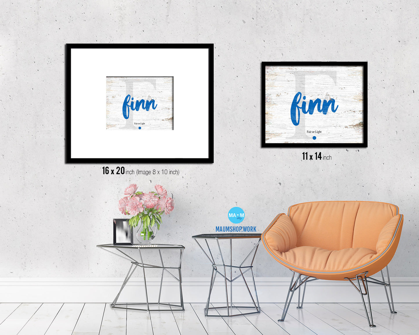 Finn Personalized Biblical Name Plate Art Framed Print Kids Baby Room Wall Decor Gifts