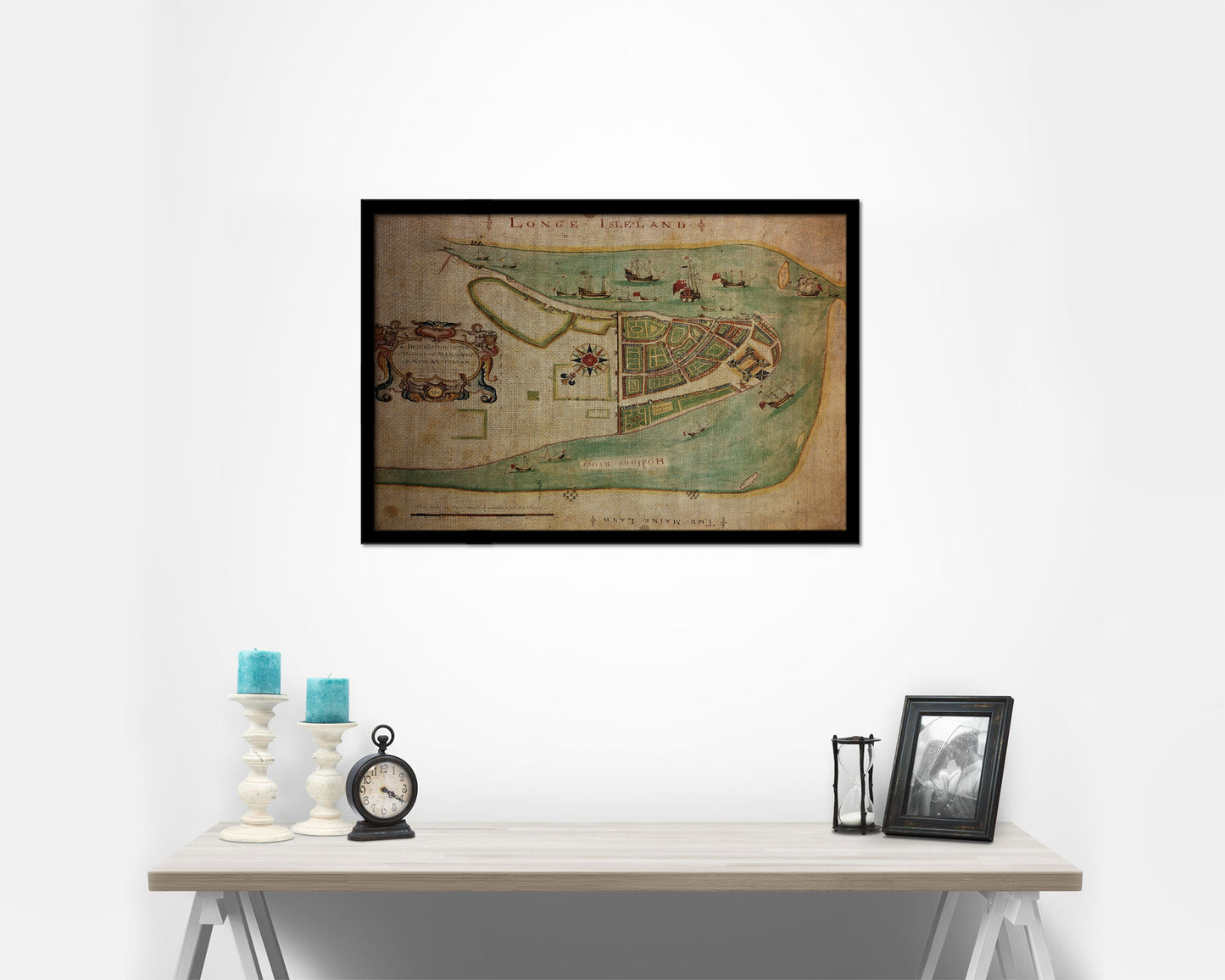 New York Vintage Map Framed Print Art Wall Decor Gifts