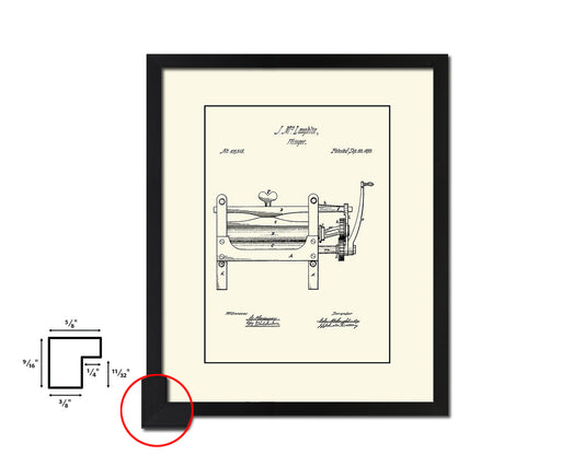 Wringer Home Vintage Patent Artwork Black Frame Print Wall Art Decor Gifts