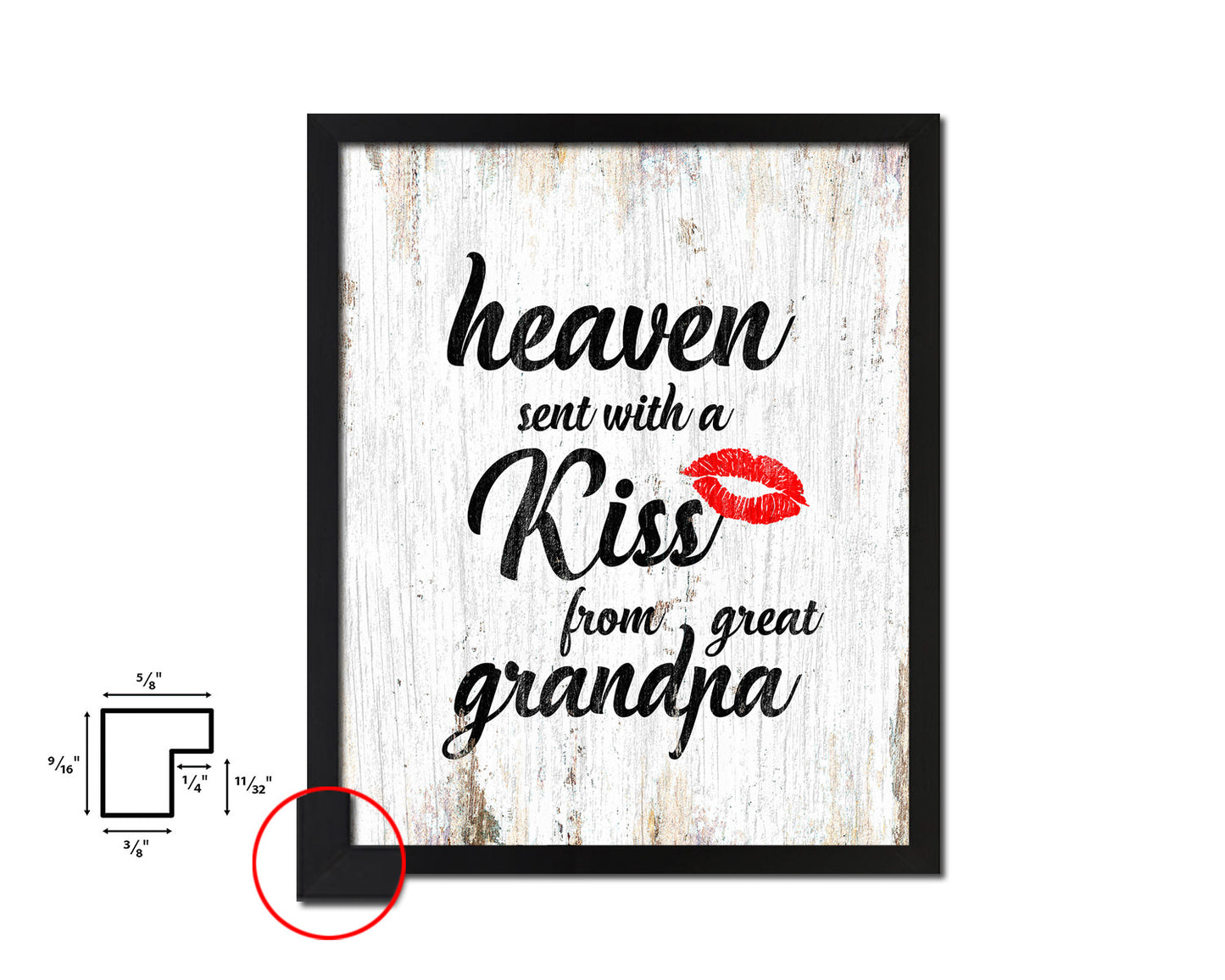 Heaven sent with a kiss from great grandma Quote Framed Print Wall Art Decor Gifts