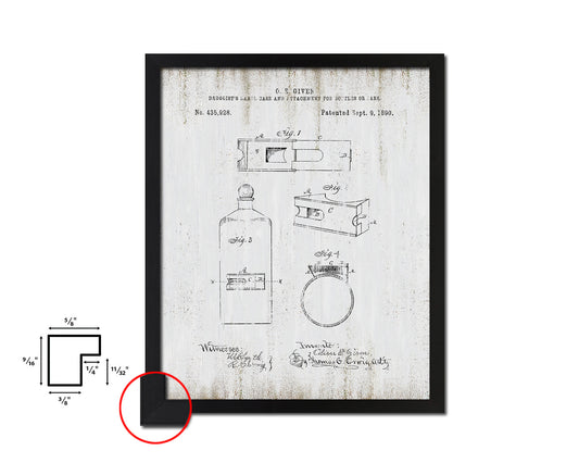 Label Case and Bottles or Jars Pharmacist Vintage Patent Artwork Black Frame Print Gifts