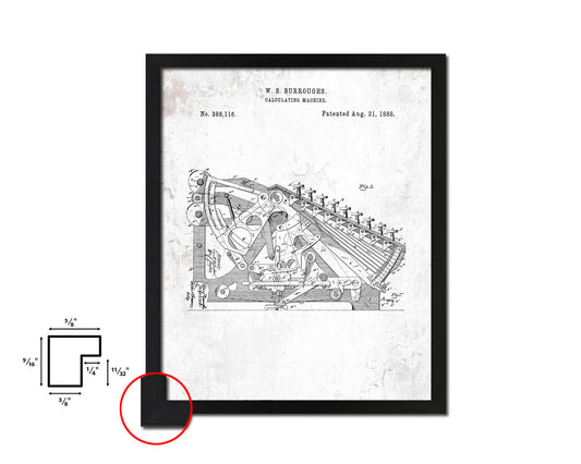 Calculating Machine Tools Vintage Patent Artwork Black Frame Print Gifts