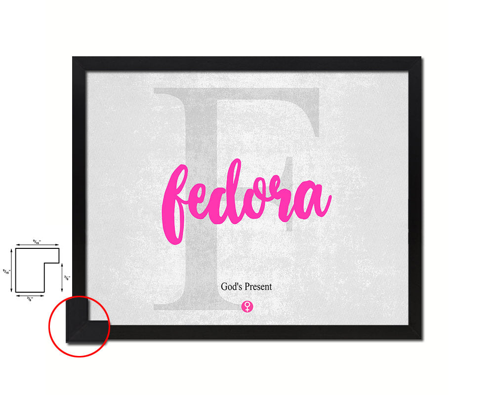 Fedora Personalized Biblical Name Plate Art Framed Print Kids Baby Room Wall Decor Gifts