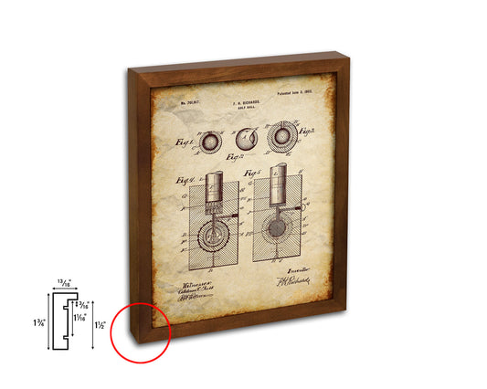 Golf Ball Sports Vintage Patent Artwork Walnut Frame Gifts