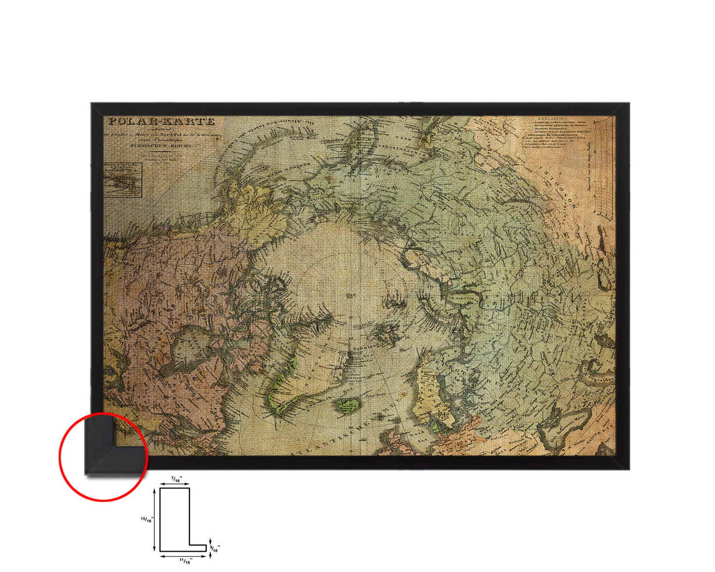 North Pole Stieler Vintage Map Framed Print Art Wall Decor Gifts