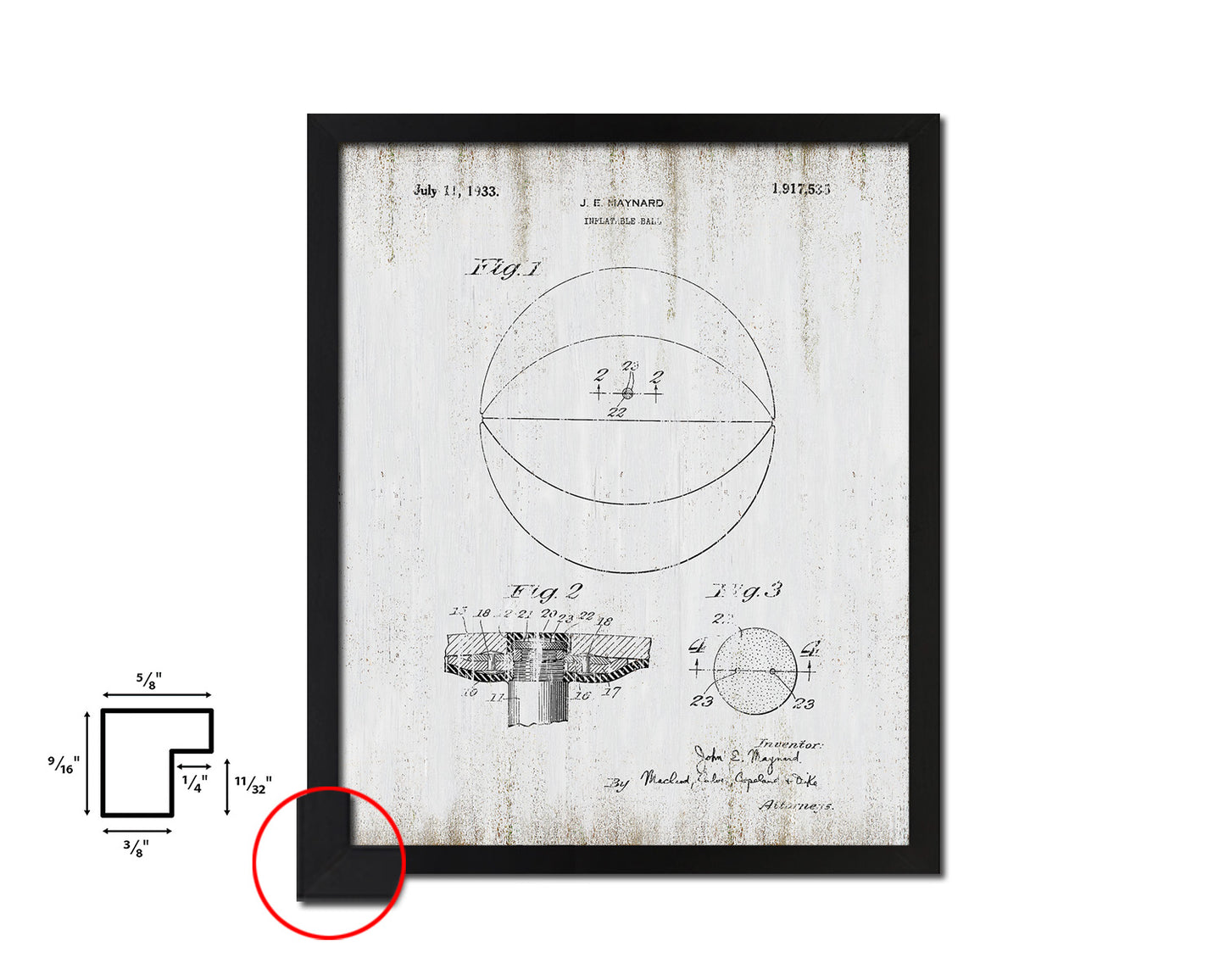 Basketball Inflatable Sports Vintage Patent Artwork Black Frame Print Gifts