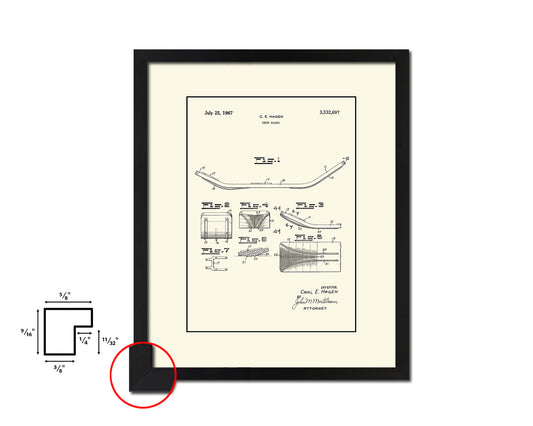 Snowboard Sports Vintage Patent Artwork Black Frame Print Gifts