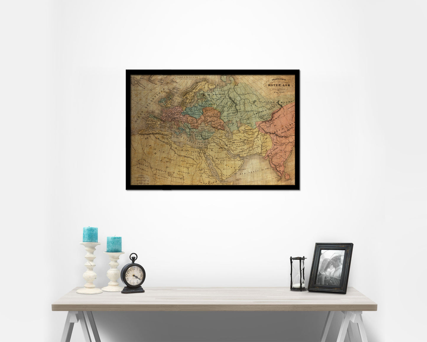 Europe in the middle ages Crusades Vintage Map Framed Print Art Wall Decor Gifts