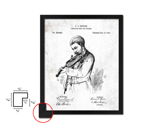 Violins Music Vintage Patent Artwork Black Frame Print Gifts