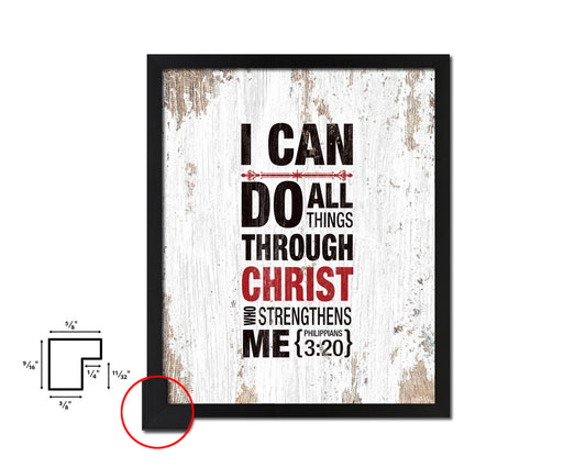 I can do all things through Christ who strengthens me, Philippians 3:20 Quote Framed Print Wall Art