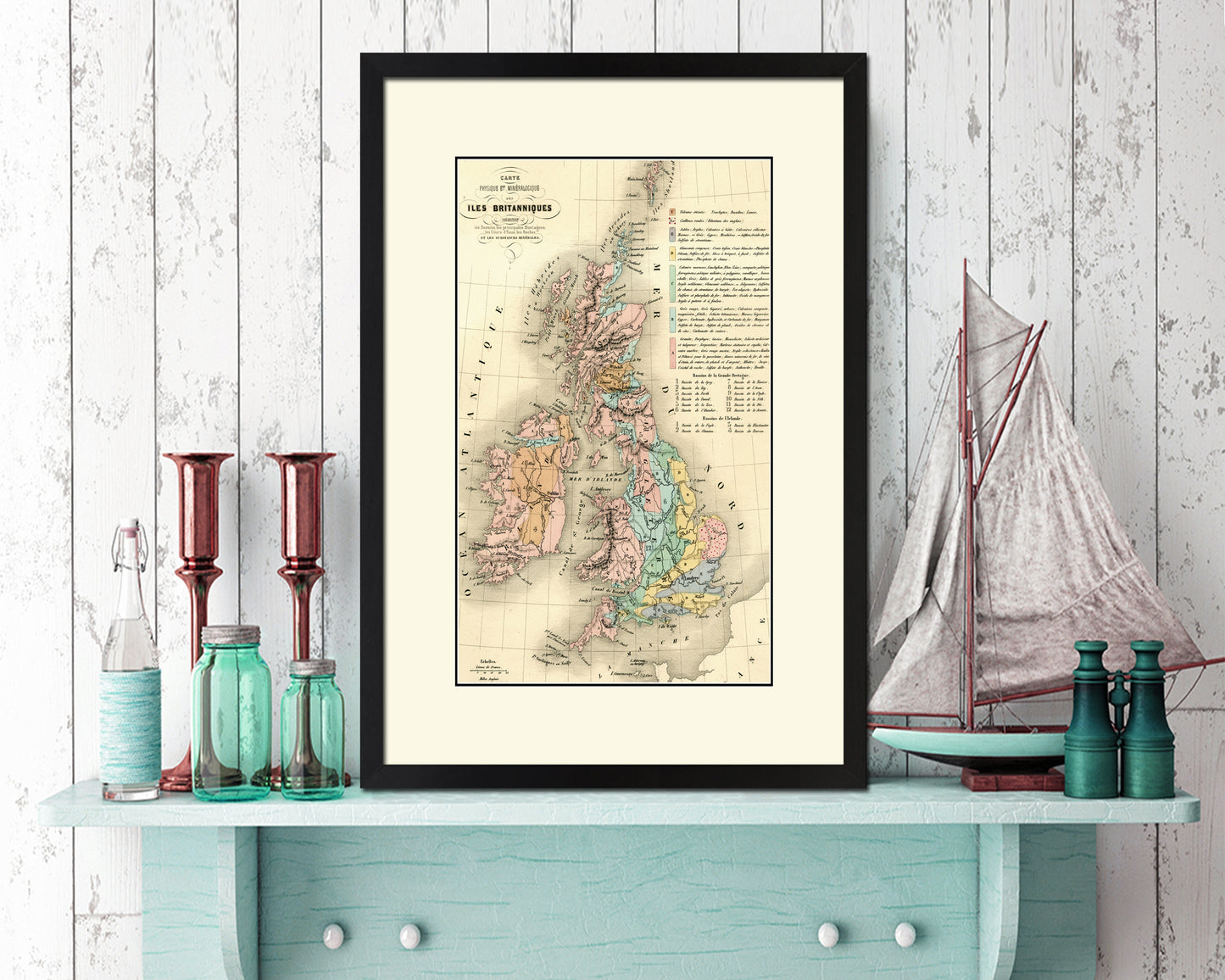 Geological Britain Old Map Wood Framed Print Art Wall Decor Gifts