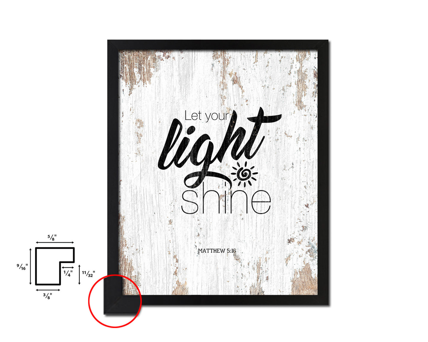 Let your light shine, Matthew 5:16 Quote Framed Print Home Decor Wall Art Gifts