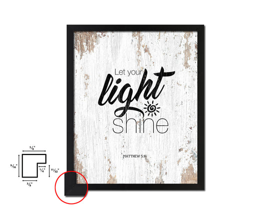 Let your light shine, Matthew 5:16 Quote Framed Print Home Decor Wall Art Gifts