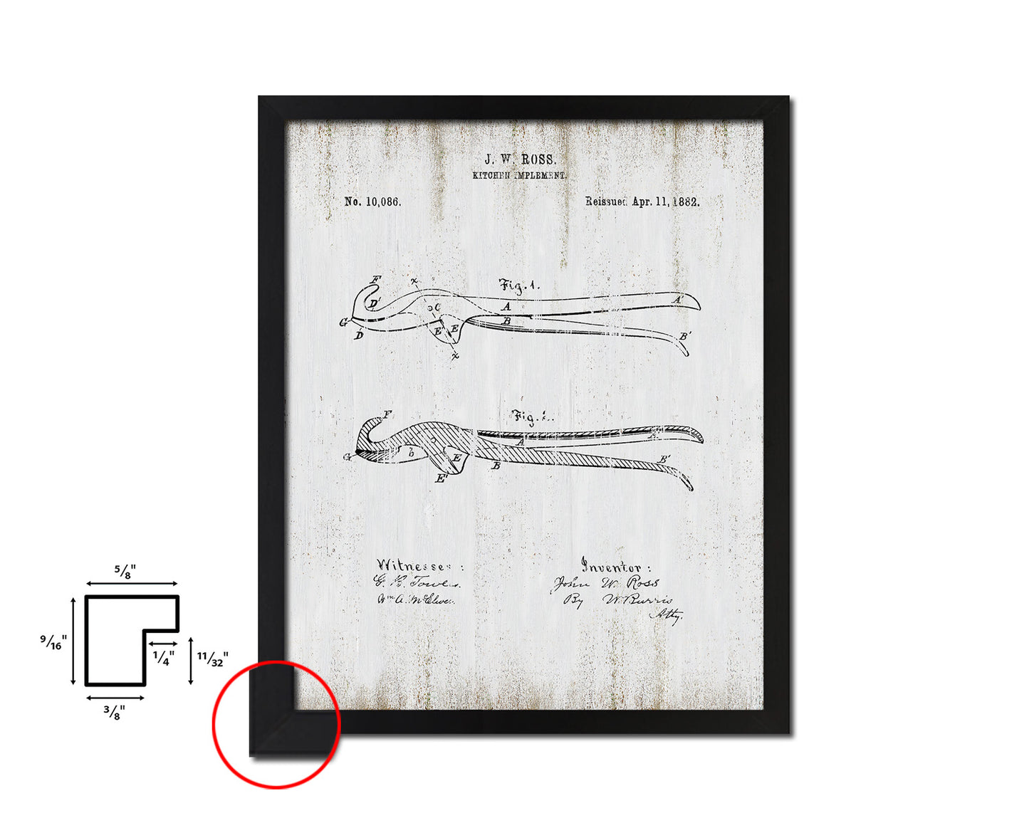 Implement Kitchen Vintage Patent Artwork Black Frame Print Wall Art Decor Gifts