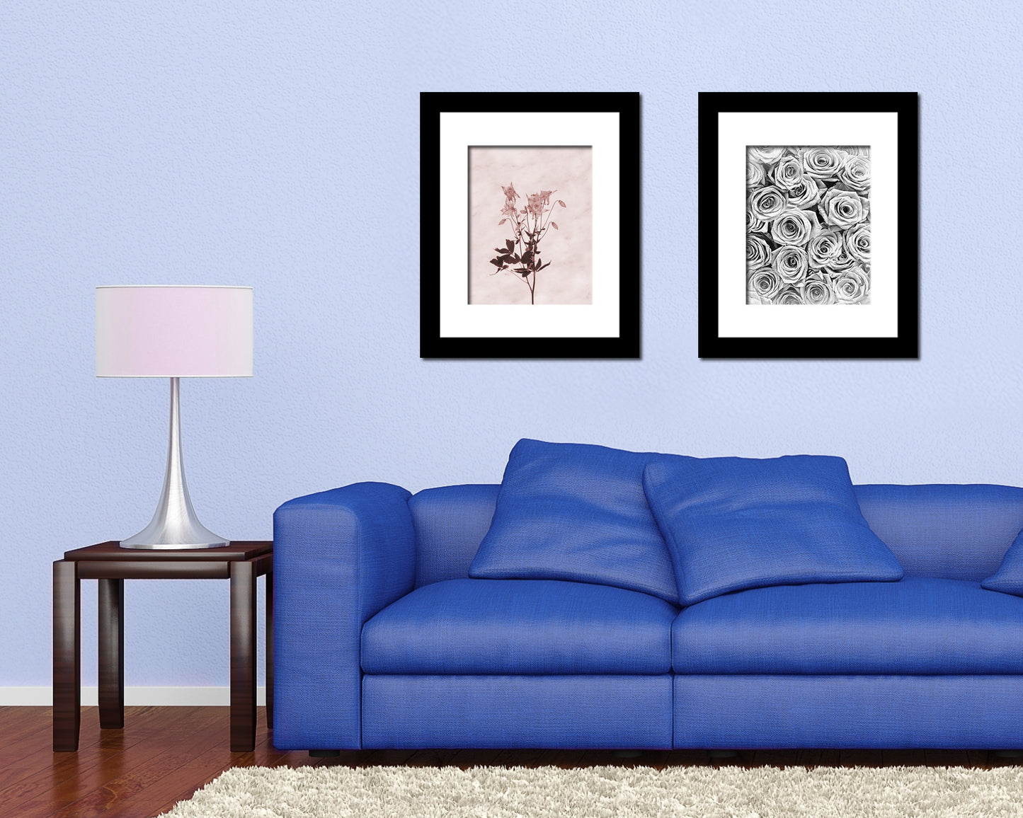 Aquilegia vulgaris Sepia Plants Art Wood Framed Print Wall Decor Gifts