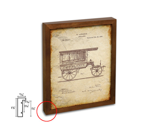 Ambulance Doctor Vintage Patent Artwork Walnut Frame Print Wall Art Decor Gifts