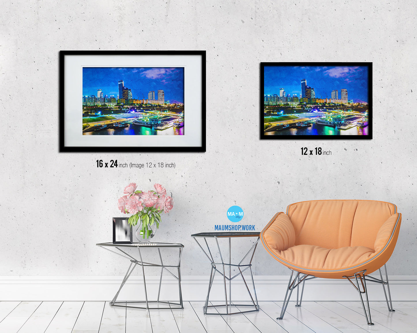 Seuol South Korea Han River Landscape Painting Print Art Frame Home Wall Decor Gifts