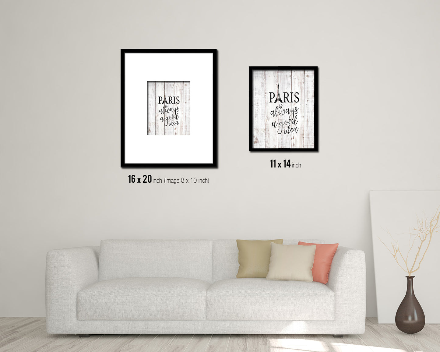 Paris is always g good idea White Wash Quote Framed Print Wall Decor Art