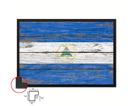 Nicaragua Country Wood Rustic National Flag Wood Framed Print Wall Art Decor Gifts