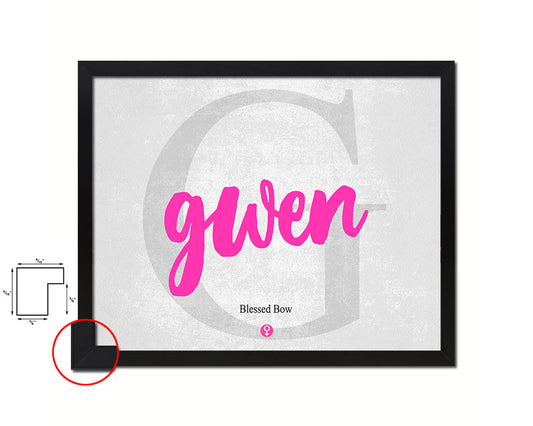 Gwen Personalized Biblical Name Plate Art Framed Print Kids Baby Room Wall Decor Gifts